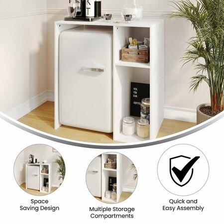 Flash Furniture Lotus Mini Fridge Bookshelf Storage Station Organizer with Cubbies in White NAN-17300-WH-GG